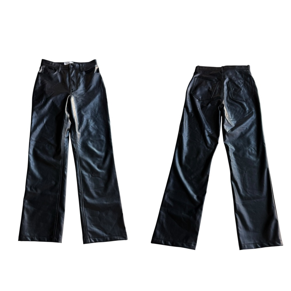 Abercrombie & Fitch Vegan Faux Leather Pant Black Size 28/6 NWOT Straight 90’s - Picture 9 of 9
